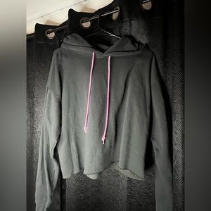 gray crop hoodie